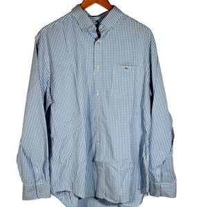 Vineyard Vines Performance Shirt Men's L Long Sleeve Tucker Blue/White‎ Gingham